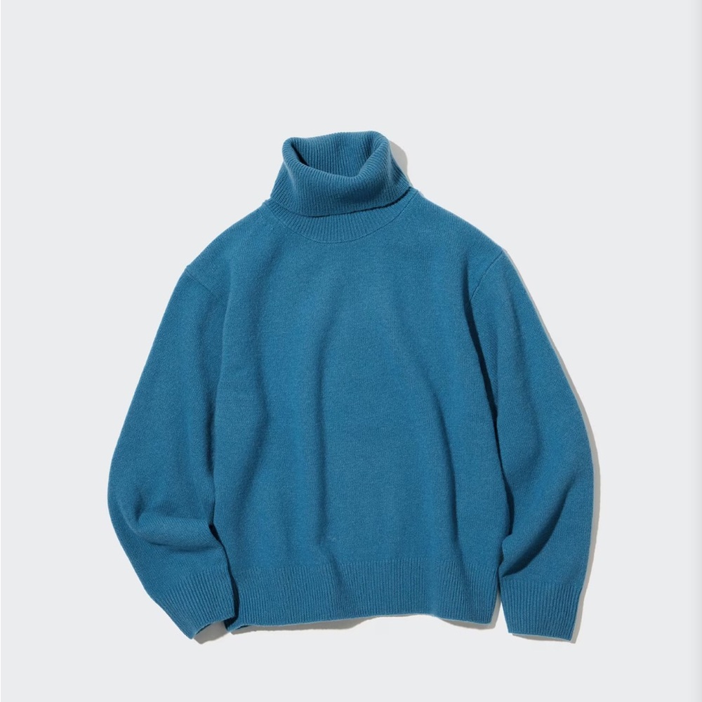 Uniqlo Premium Lambswool Turtleneck Sweater Blue Size M